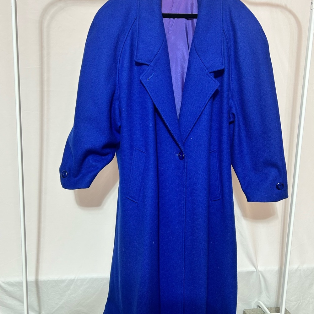 Vintage Lady Suzette Electric Blue Wool 80s Ankle Length Winter Coat
